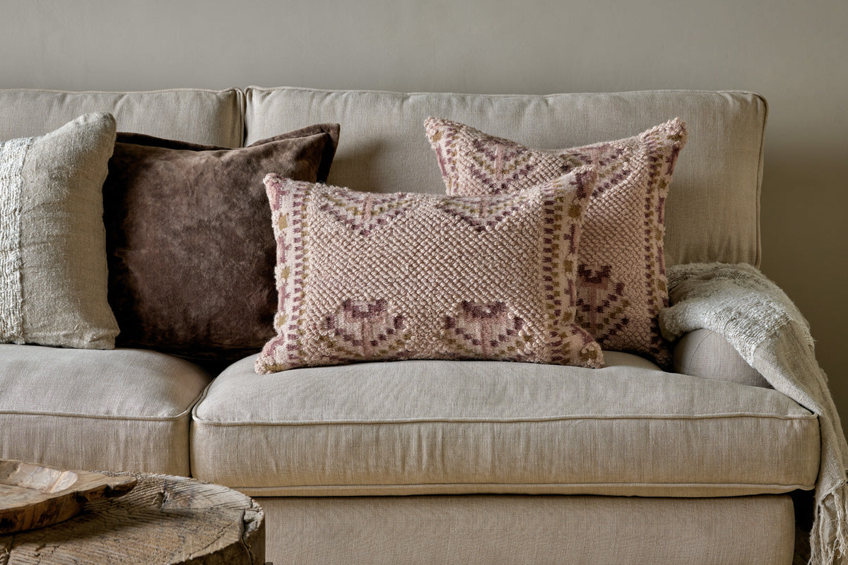 Nkuku Kandy Wool & Cotton Cushion Cover Dusty Pink
