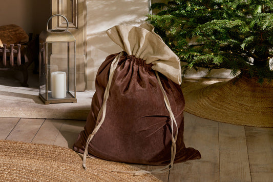 Nkuku Karru Cotton Velvet Sack Rich Mocha