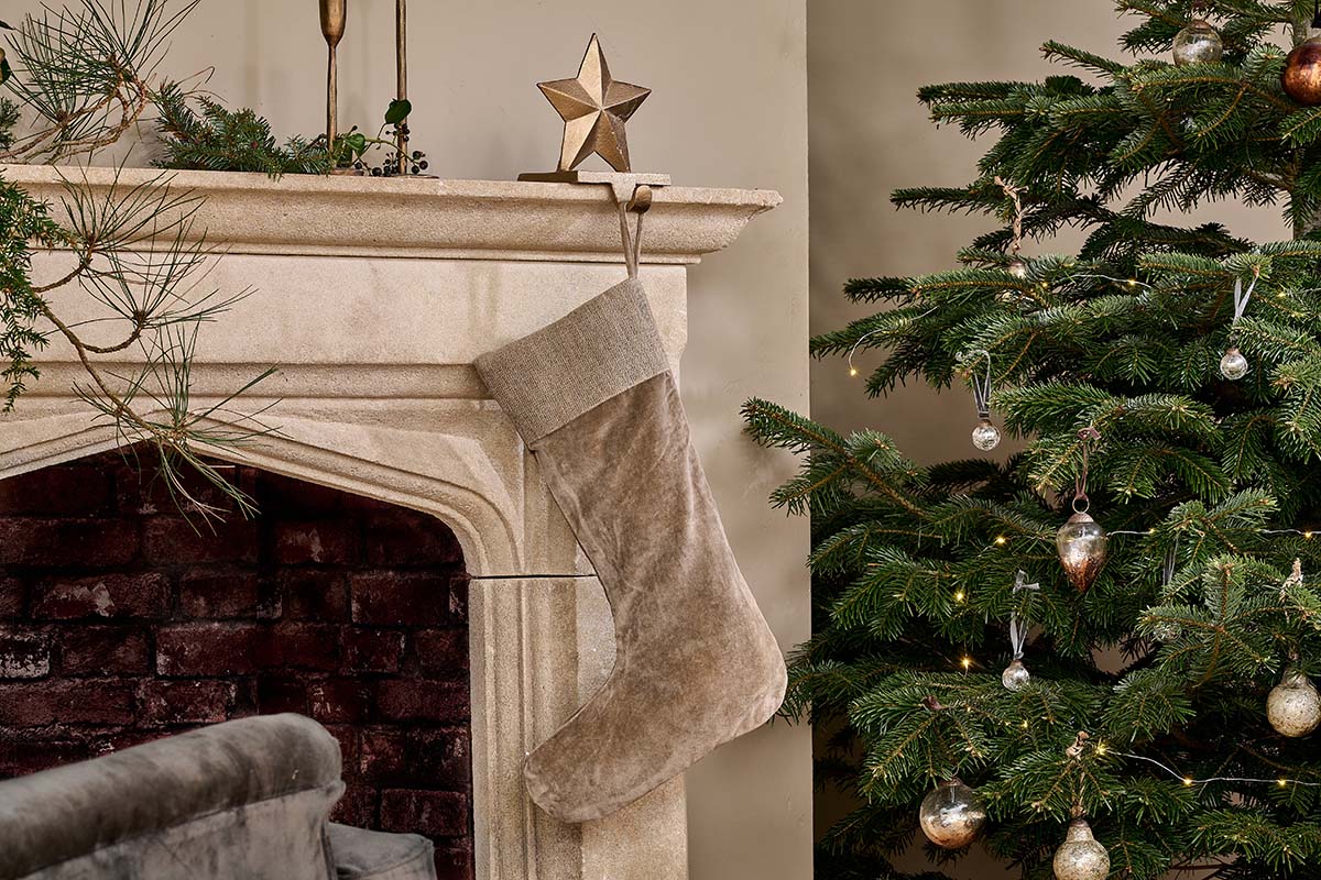 Nkuku Karru Cotton Velvet Stocking Light Grey