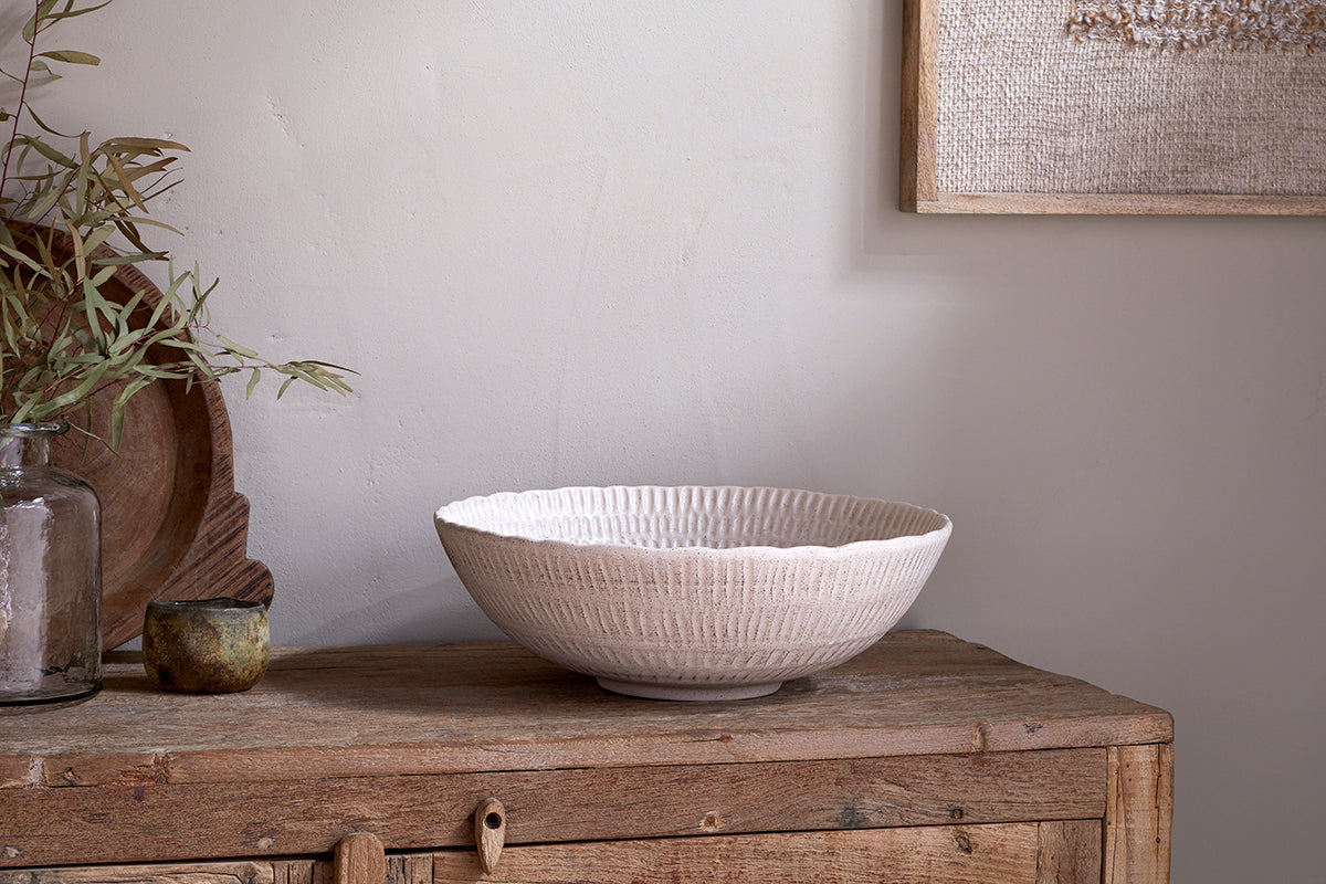 Nkuku Kayanna Ceramic Decorative Bowl White