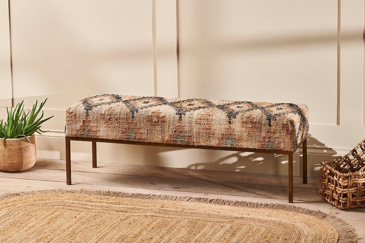 Nkuku Kesu Kilim & Iron Bench