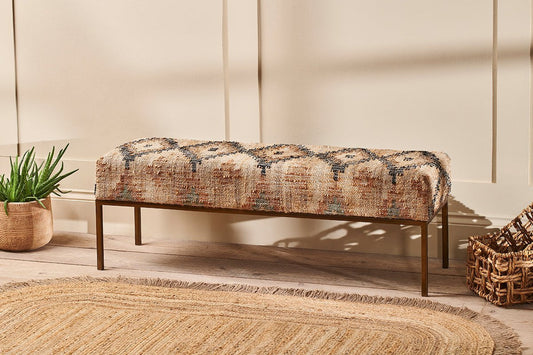 Nkuku Kesu Kilim & Iron Bench