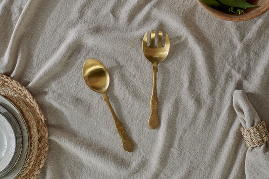 Nkuku Khana Salad Servers Brushed Gold (Set Of 2)