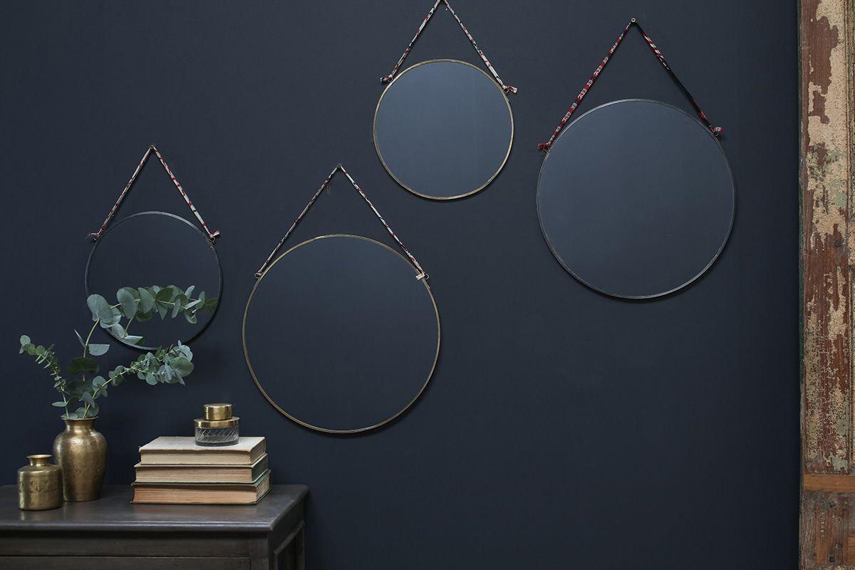 Nkuku Kiko Round Mirror Brass