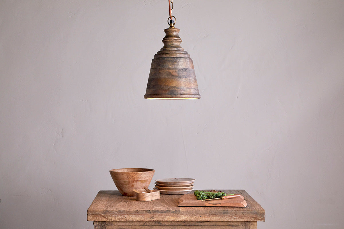 Nkuku Koma Mango Wood Pendant Ash Stain