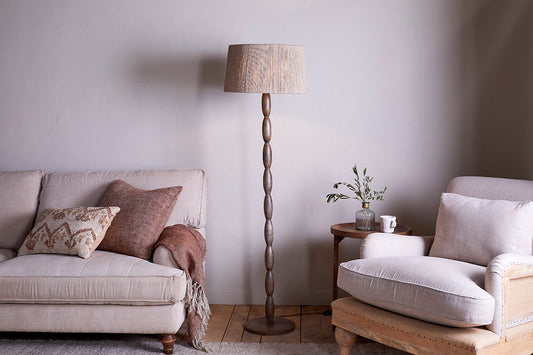Nkuku Konali Mango Wood Floor Lamp Ash Stain