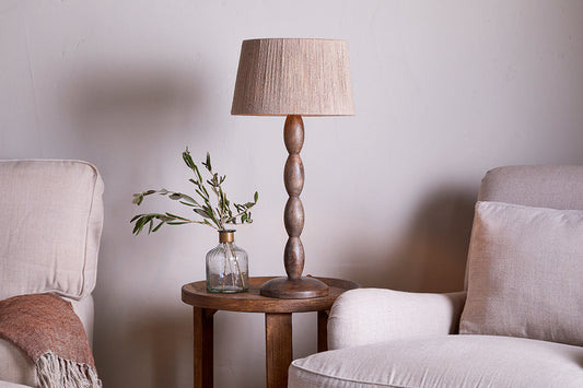 Nkuku Konali Mango Wood Table Lamp Ash Stain