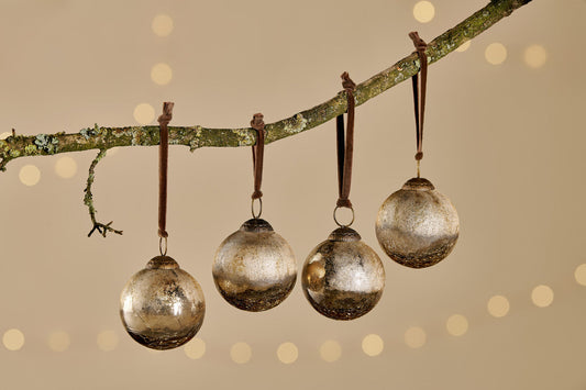 Nkuku Konara Baubles Gold Crackle (Set Of 4)