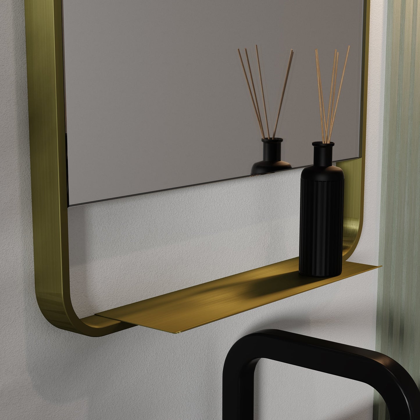 Origins Living Ludgate Mirror With Shelf 55x100cm Brushed Brass
