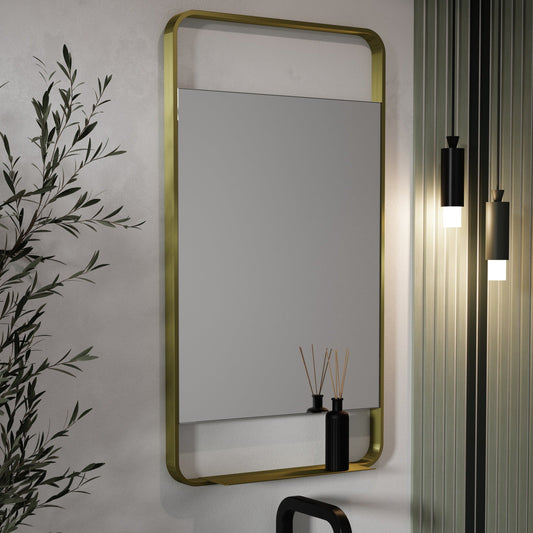 Origins Living Ludgate Mirror With Shelf 55x100cm Brushed Brass