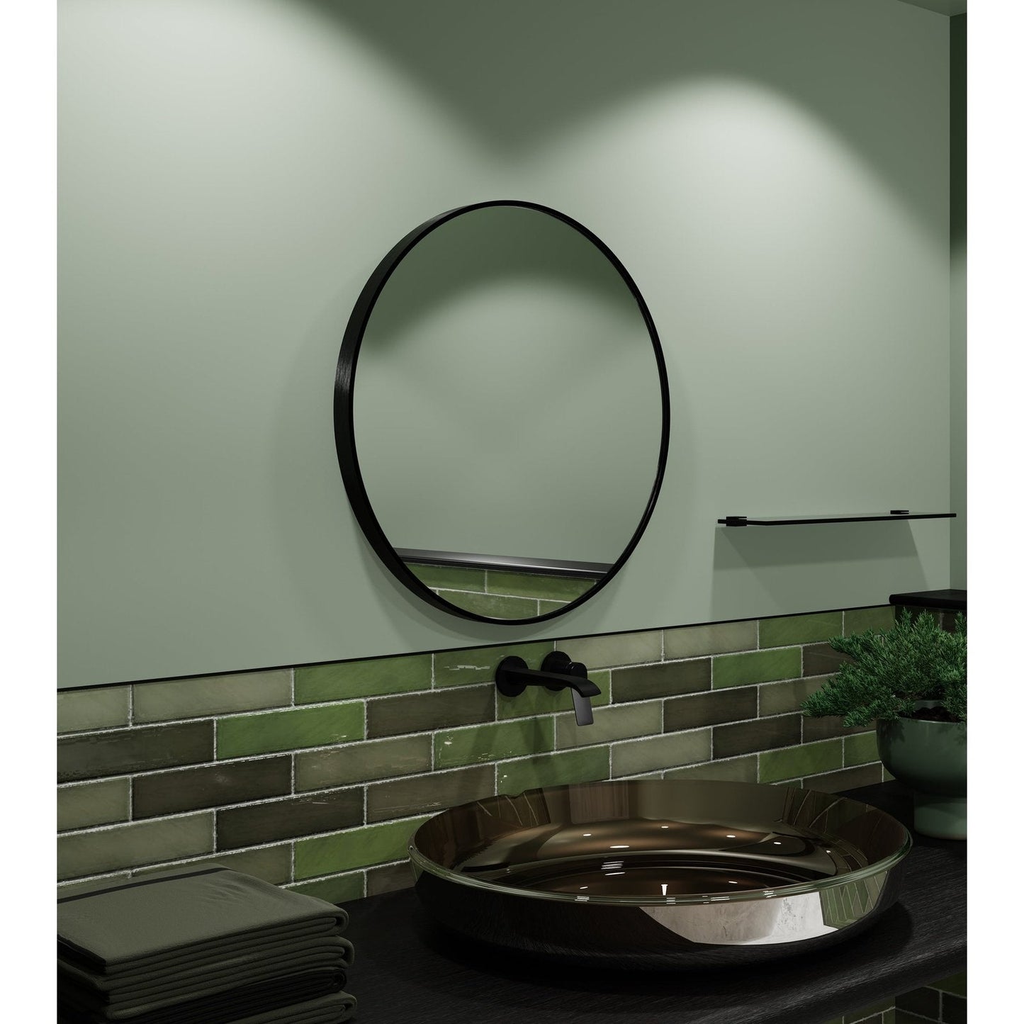 Origins Living Lomax Round Mirror 60cm Matt Black