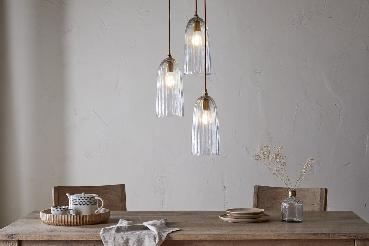 Nkuku Lumina Fluted Recycled Glass Cluster Light Clear