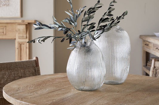 Nkuku Linsy Ribbed Glass Vase Clear