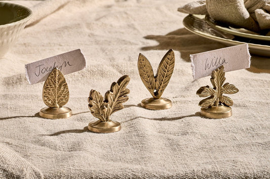 Nkuku Leaf Brass Place Card Holders (Set Of 4)