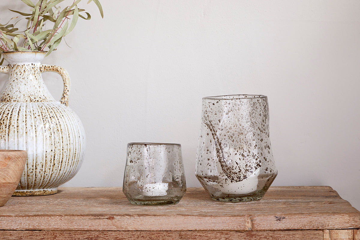 Nkuku Linora Recycled Glass Tealight Holder Clear