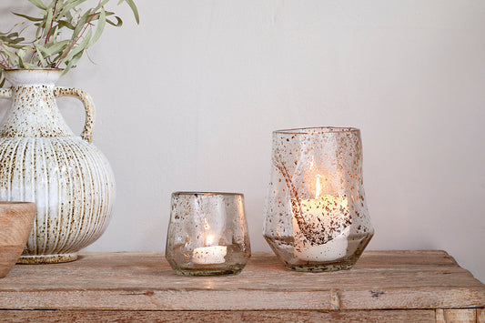 Nkuku Linora Recycled Glass Tealight Holder Clear