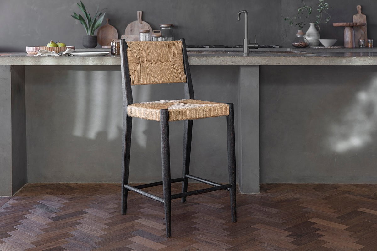 Nkuku Lohanda Acacia & Munja Grass Counter Chair Charcoal