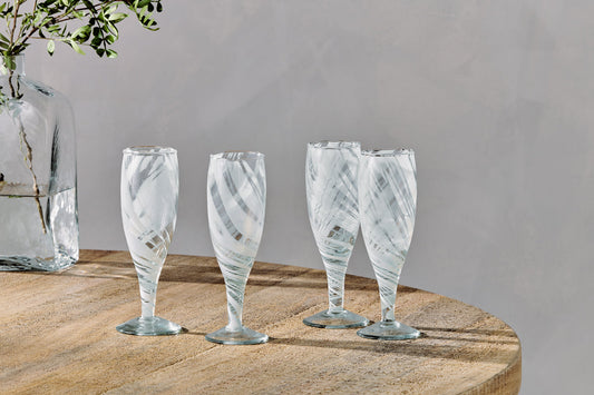 Nkuku Lohara Champagne Glass White (Set Of 4)