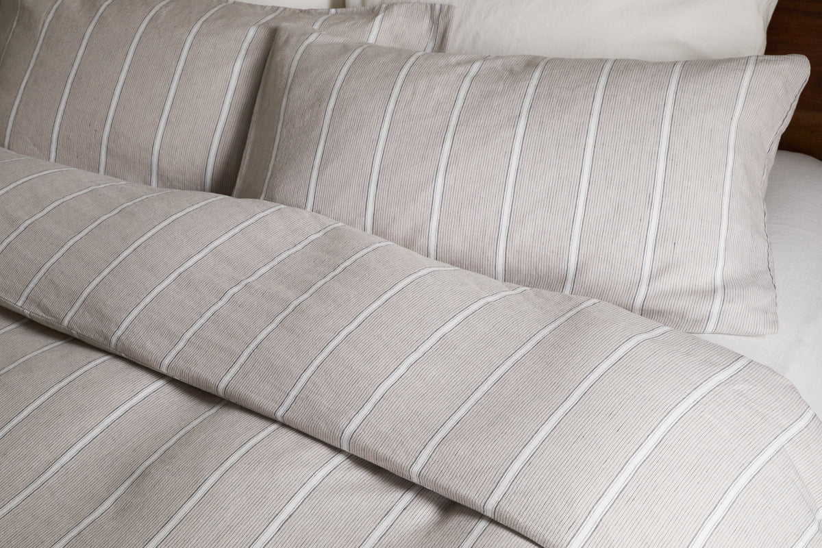 Nkuku Mora Hemp & Cotton Duvet Cover Stone Grey