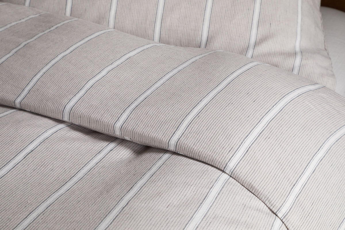 Nkuku Mora Hemp & Cotton Duvet Cover Stone Grey
