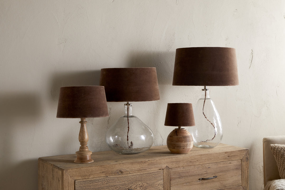 Nkuku Mendai Velvet & Linen Lampshade Mocha