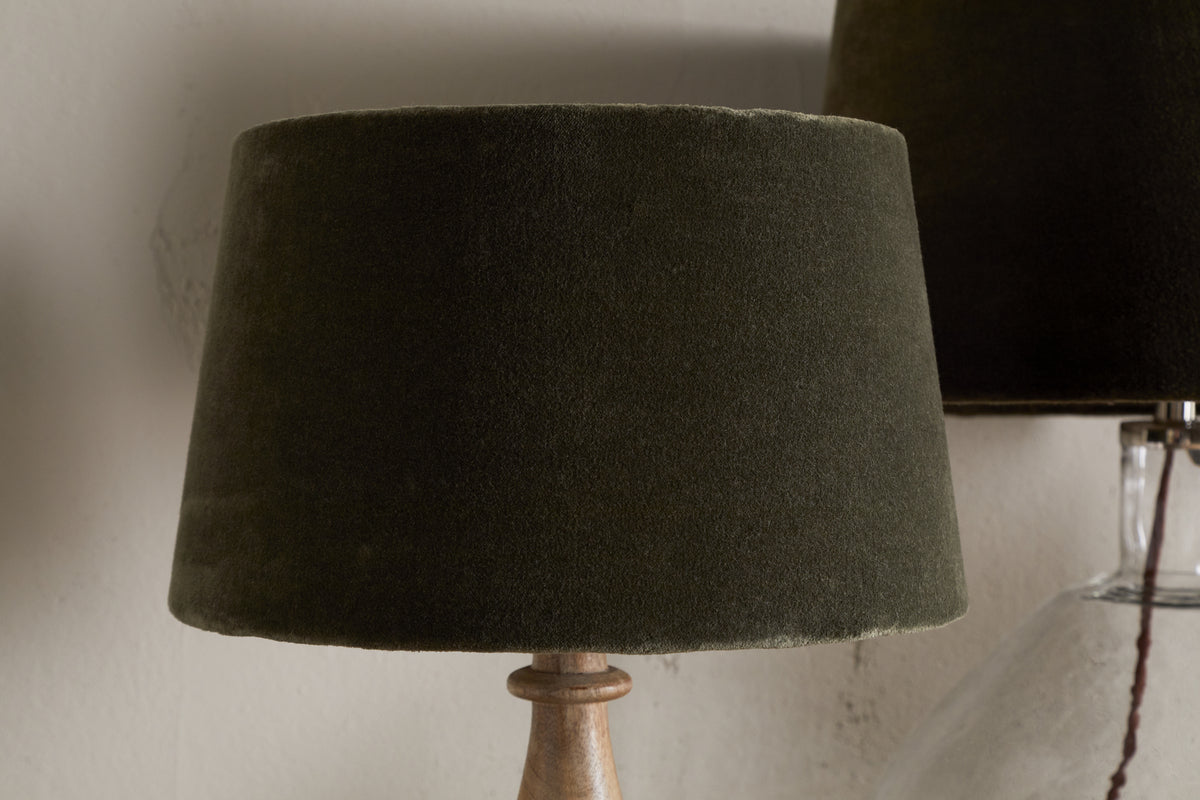 Nkuku Mendai Velvet & Linen Lampshade Moss Green