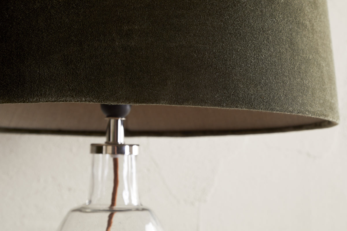 Nkuku Mendai Velvet & Linen Lampshade Moss Green