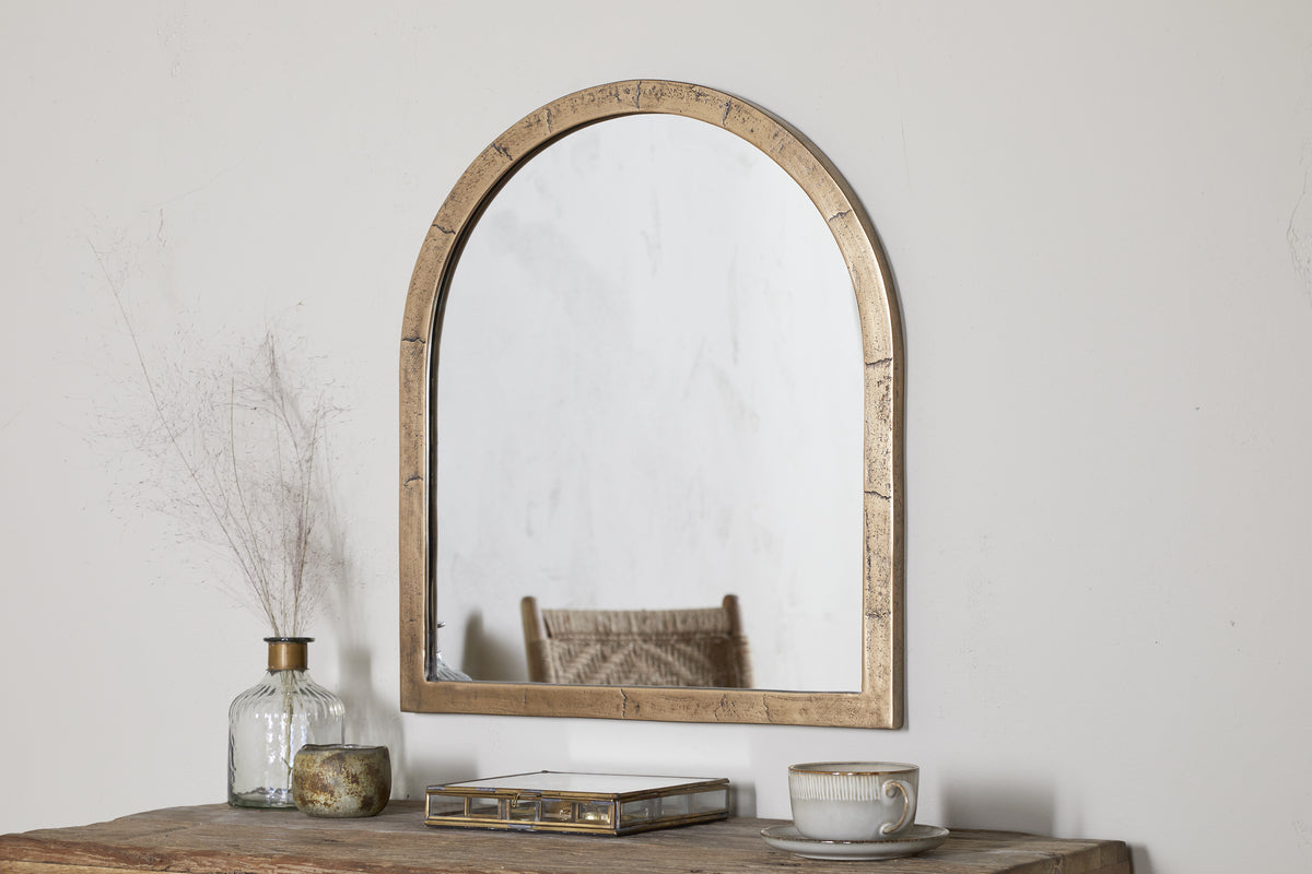 Nkuku Murwara Wall Mirror Antique Brass
