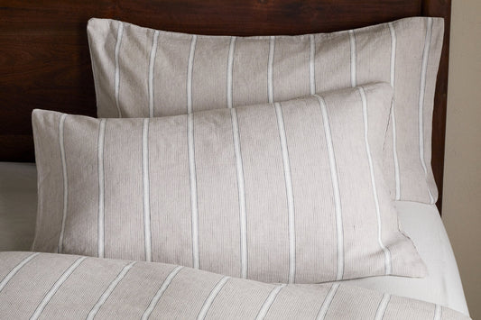 Nkuku Mora Hemp & Cotton Housewife Pillowcases Stone Grey