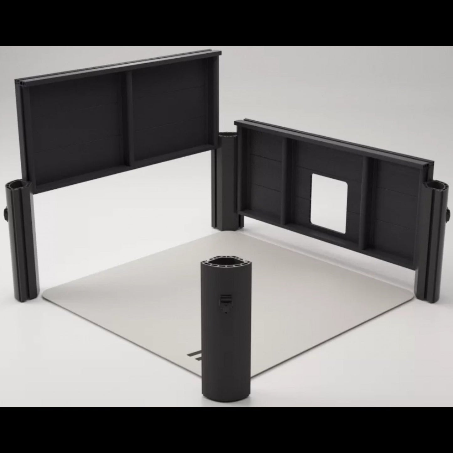 Disassembled black and grey portable hard frame hot tub panels and base laid out on grey surface. - Home Interior Shop - MSpa Oslo 4-6 Person Portable Hard Frame Hot Tub - Grey