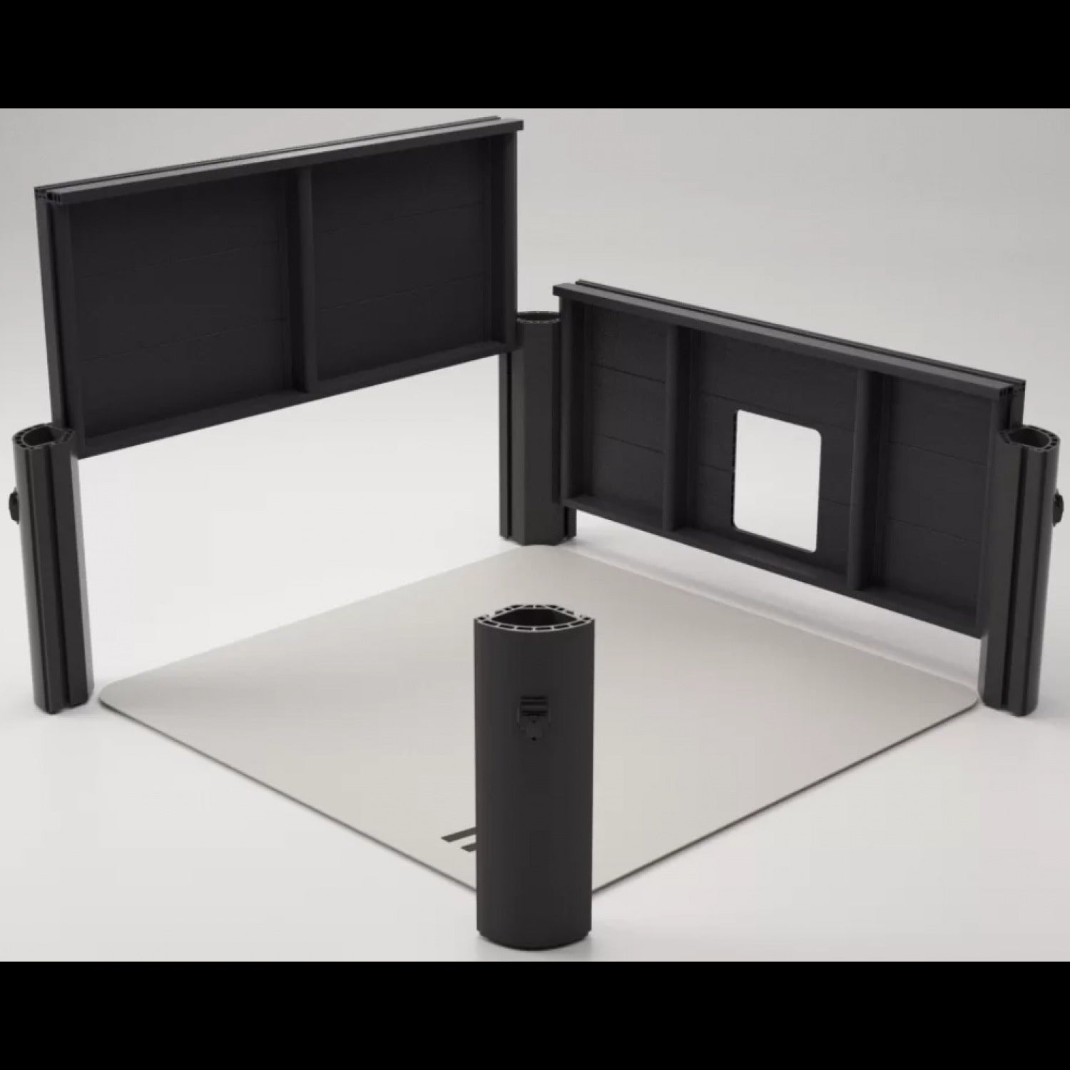 Disassembled black and grey portable hard frame hot tub panels and base laid out on grey surface. - Home Interior Shop - MSpa Oslo 4-6 Person Portable Hard Frame Hot Tub - Grey