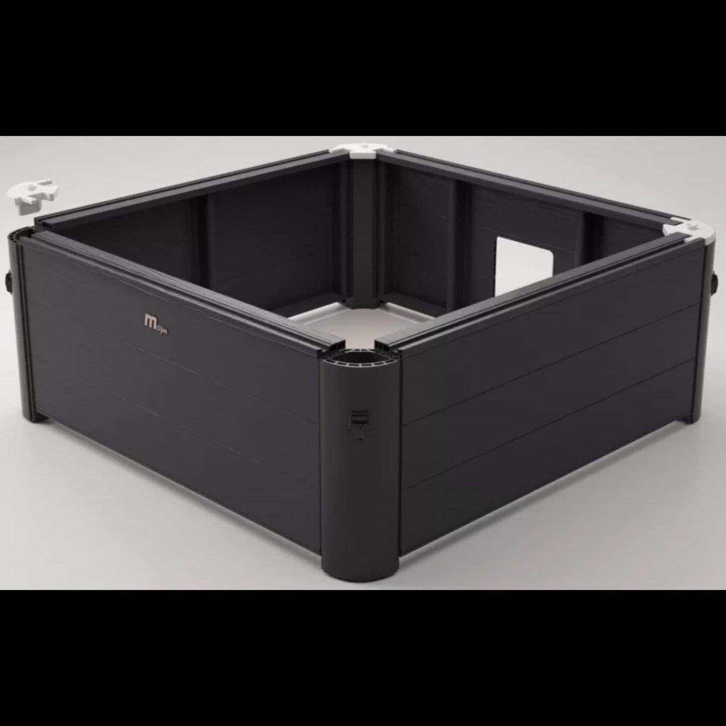 Square grey portable hard frame hot tub for 4-6 people with black panel accents and integrated control panel on the corner. - Home Interior Shop - MSpa Oslo 4-6 Person Portable Hard Frame Hot Tub - Grey