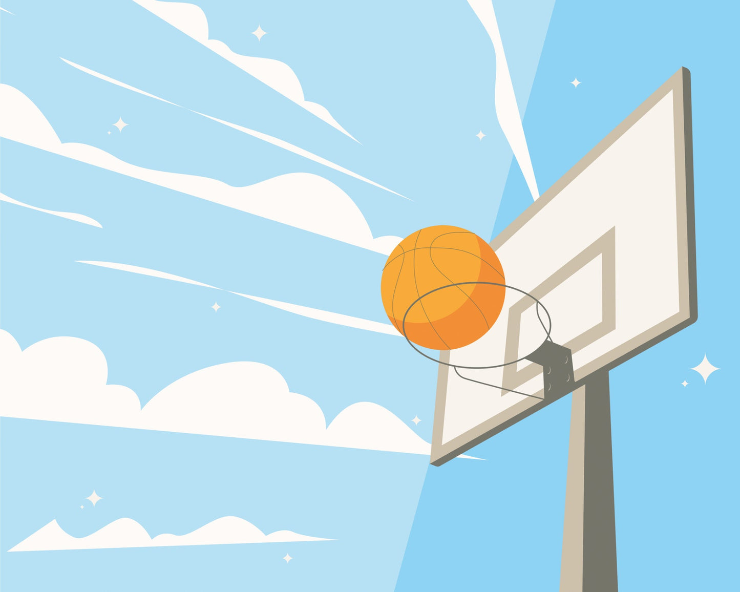 Origin Murals Graphic Basketball Hoop Blue 350cm X 280cm