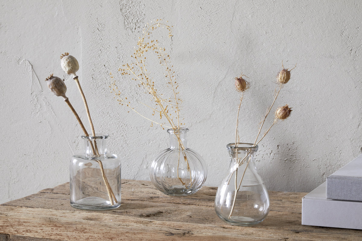 Nkuku Mayumi Recycled Glass Bud Vases Clear (Set Of 3)