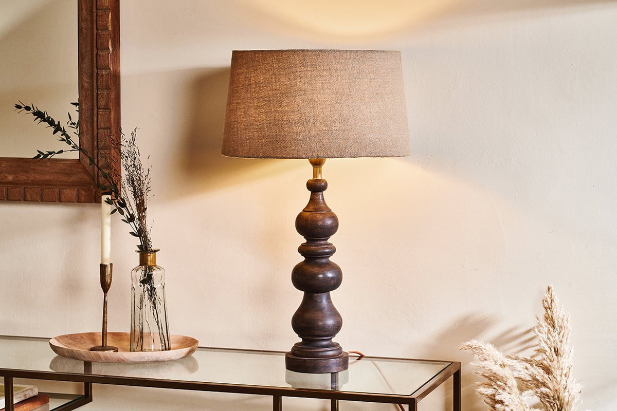 Nkuku Manua Wood Table Lamp Large