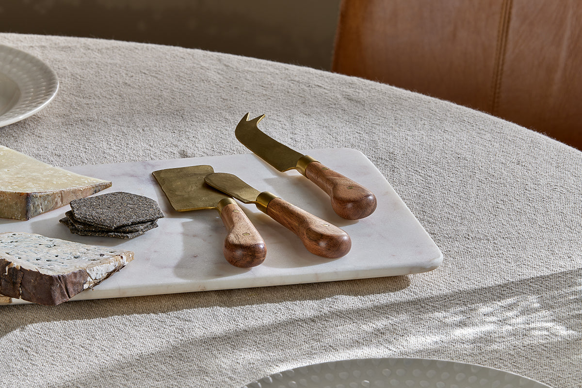 Nkuku Maram Cheese Knife Set Natural & Gold (Set Of 3)