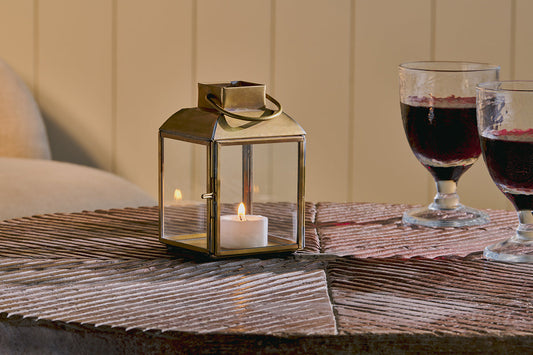 Nkuku Maro Brass Lantern Small