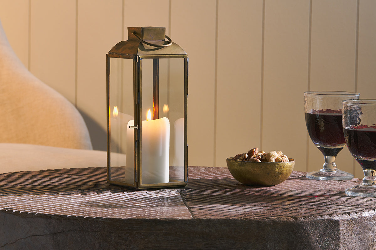 Nkuku Maro Brass Lantern Tall