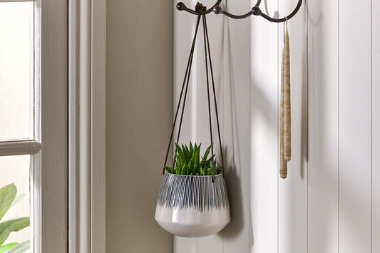 Nkuku Matamba Ceramic Hanging Planter Lines