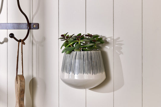 Nkuku Matamba Ceramic Wall Hung Planter Black Lines