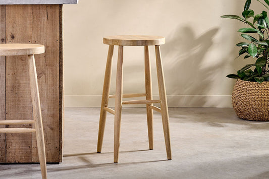 Nkuku Mengwi Mango Wood Round Bar Stool Natural