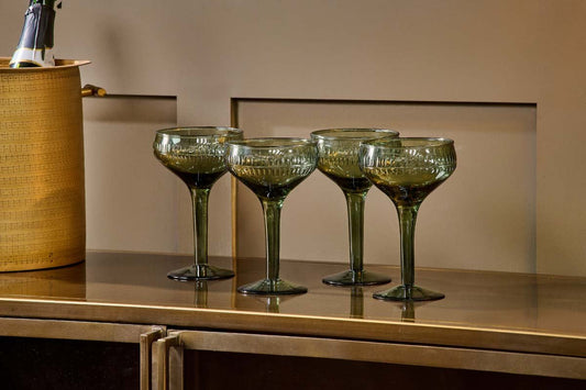 Nkuku Mila Champagne Glass Dark Emerald (Set Of 4)