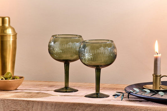 Nkuku Mila Gin Glass Dark Emerald (Set Of 2)