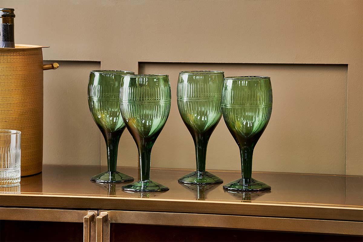 Nkuku Mila Wine Glass Dark Emerald (Set Of 4)