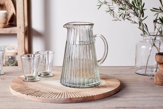 Nkuku Minati Ribbed Glass Jug Clear