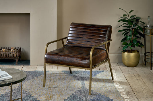 Nkuku Mirai Ribbed Leather Armchair