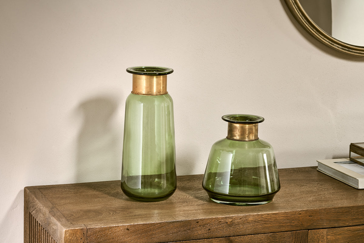 Nkuku Miza Glass Vase Green