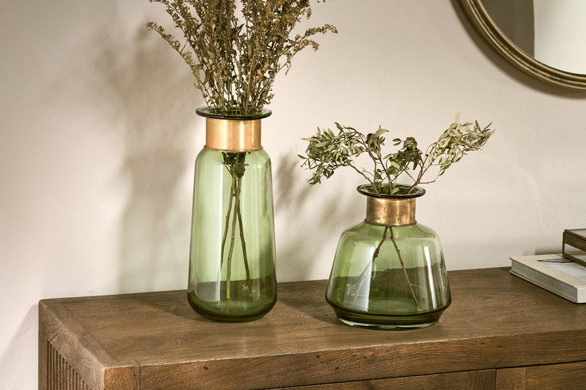 Nkuku Miza Glass Vase Green