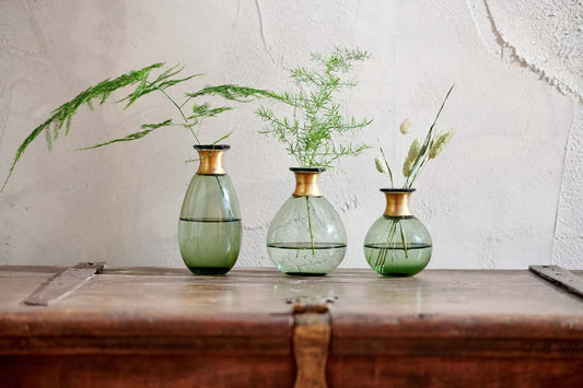 Nkuku Miza Mini Glass Vase Green