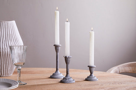 Nkuku Moremi Candle Holders Aged Zinc (Set Of 3)